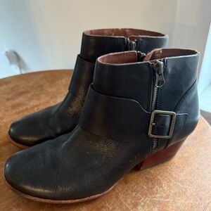 Kork Ease Boots Womens Morosita Black Full Grain Leather Heeled Ankle Booties 9